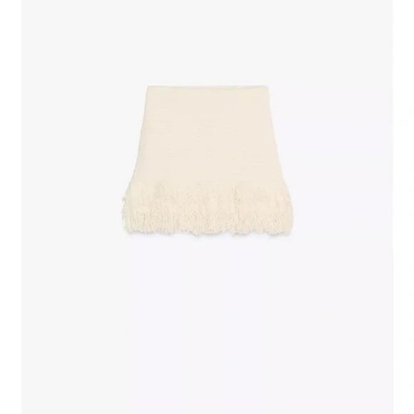 ZARA FRINGED CHECK KNIT SKIRT - Picture 4 of 6